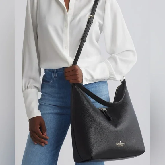 $449 Kate Spade Zippy Shoulder Bag Pebble Leather Black - Picture 3 of 9